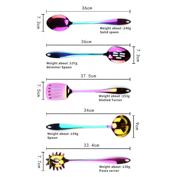 Le Cookware à cuire coloré d'ustensile de cuisine de 5 de PC outils d'acier inoxydable place des accessoires de cuisine