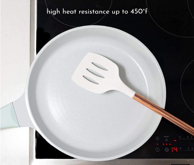 Silicone blanc et batteries de cuisine de cuivre pour la cuisson moderne et servir, ustensiles servants acier-cuivre inoxydables spatule idéale